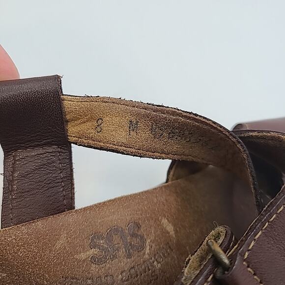 SAS Huggy Tripad Comfort Brown Leather Sandals Adj Straps USA Made Women Sz 8 - Picture 10 of 10